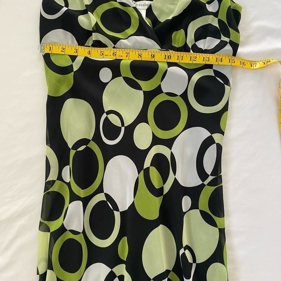 Dress Barn Double V-Neck Babydoll Hankerchief Hem Polka Dot Y2K Green Size 6 - Picture 8 of 10